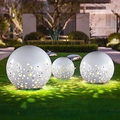 Waterproof Round Metal Hollow White Modern Outdoor Lanterns Lawn Lamp 110-240V Lightinthebox Waterproof Round Metal Hollow White Modern Outdoor Lanterns Lawn Lamp 110-240V Lightinthebox