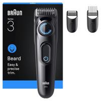 Braun Series 3 Beard Trimmer With 3 Styling Accessories, Black-Blue - BT3520