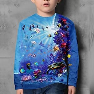 Kids Boys T shirt Tee Animal Long Sleeve Crewneck Children Top Casual 3D Print Cool Daily Winter Fall Blue 7-13 Years Lightinthebox