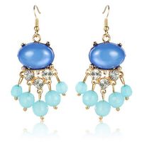 Ethnic Style Jewelry Crystal Tassel Beads Drop Earrings
