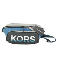 Michael Kors Cooper Large Blue Multi Leather Embroidered Logo Utility Belt Bag (27166)