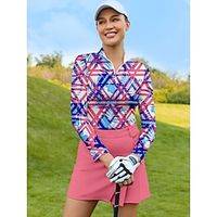 Women's Golf Polo Shirt Blue Pink Long Sleeve Top Fall Winter Ladies Golf Attire Clothes Outfits Wear Apparel miniinthebox