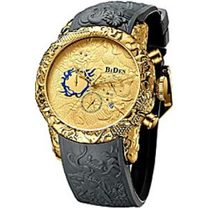 men's fashion big dial 3d sculpture dragon watches men quartz watches luxury exquisite creative watch (grey gold) miniinthebox