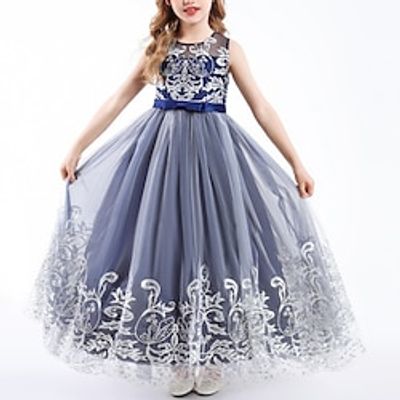 Princess Floor Length Flower Girl Dress Wedding Party Girls Cute Prom Dress Tulle with Bow(s) Elegant Fit 3-16 Years Lightinthebox