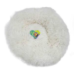 Grizzly Velor Round Plush White Dog Bed Small - 50x 15cm