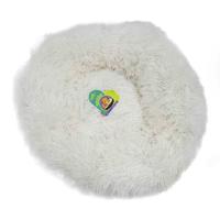 Grizzly Velor Round Plush White Dog Bed Small - 50x 15cm