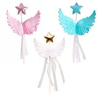 Star Tassel Wings Plug-in Birthday Cake Decoration Ribbon Baking Angel Decoration Dessert Table Lightinthebox - thumbnail