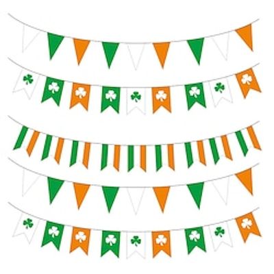 St. Patrick's Day Ireland String Flag Pennant Banner Small Mini Irish Flags Bunting Banner for Country Decoration School Party Sports Events Lightinthebox