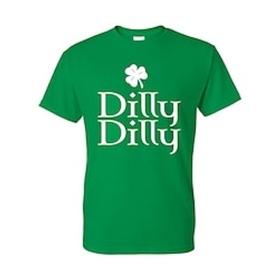 Women's T shirt Tee Cotton Letter Shamrock Party St.Patrick's Day Casual Black Green Print Short Sleeve Classic Round Neck Dilly Dilly St Patrick's day Irish Green Funny Beer Drinking T-Shirt Unisex Lightinthebox