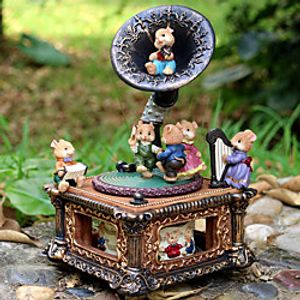 Vintage Mouse Phonograph Music Box Musical Mechanical Classical Turntable for Women Girls mom Home Decor Ornament Birthday Gift Valentines Gift (Lullaby, Classical) miniinthebox