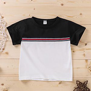 Kids Boys' T shirt Tee Short Sleeve Striped Print Black Children Tops All Seasons Active Regular Fit 3-6 Years Lightinthebox