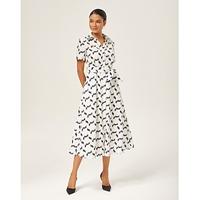 Monochrome Geometric Faux-Linen Dress