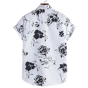 Men's Shirt Ink Painting Turndown Street Casual Button-Down Short Sleeve Tops Casual Fashion Breathable Comfortable White miniinthebox