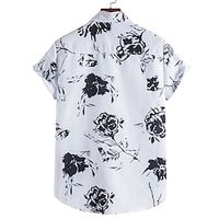 Men's Shirt Ink Painting Turndown Street Casual Button-Down Short Sleeve Tops Casual Fashion Breathable Comfortable White miniinthebox - thumbnail