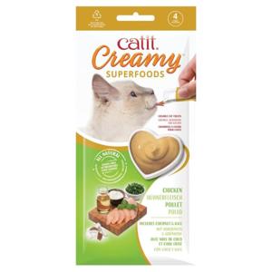 Catit Creamy Superfood Treats, Chicken Recipe With Coconut & Kale,12 Packs