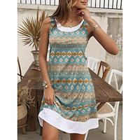 Women's Tank Dress Paisley Print Crew Neck Mini Dress Sleeveless Summer Lightinthebox