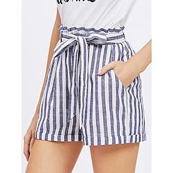 Women's Shorts Cotton Striped Pink Blue Casual Daily Short Going out Weekend Summer Lightinthebox