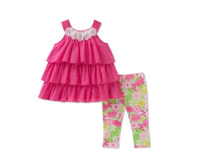 Toddlers 2-Pc. Tiered Ruffle Tunic Set Fushia Toddlers 2-Pc. Tiered Ruffle Tunic Set Fushia