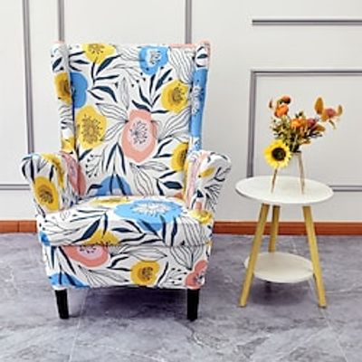 1 Set of 2 Pieces Stretch Wingback Chair Cover Wing Chair Slipcovers Spandex Fabric Christmas Wingback Armchair Covers with Seat Pad Cushion Cover for IKEA STRANDMON Chair Lightinthebox