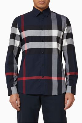 Check Stretch Cotton Poplin Shirt