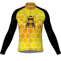 21Grams Men's Cycling Jersey Long Sleeve Bike Jersey Top with 3 Rear Pockets Mountain Bike MTB Road Bike Cycling Breathable Quick Dry Moisture Wicking Reflective Strips Yellow Spandex Sports Clothing Lightinthebox - thumbnail