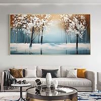 Handmade Original Landscape Oil Painting On Canvas Wall Art Decor Winter forest Painting for Home Decor With Stretched FrameWithout Inner Frame Painting Lightinthebox - thumbnail