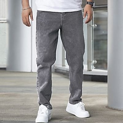 Men's Jeans Trousers Denim Pants Zipper Button Pocket Plain Comfort Breathable Outdoor Daily Going out Fashion Casual Grey Lightinthebox