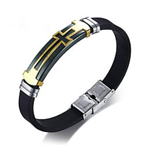 Men's Leather Bracelet Geometrical Cross Stylish Alloy Bracelet Jewelry Black For Daily miniinthebox