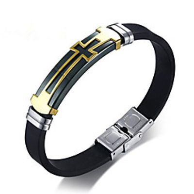 Men's Leather Bracelet Geometrical Cross Stylish Alloy Bracelet Jewelry Black For Daily miniinthebox