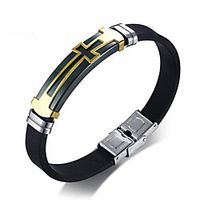 Men's Leather Bracelet Geometrical Cross Stylish Alloy Bracelet Jewelry Black For Daily miniinthebox - thumbnail
