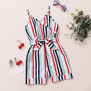 Kids Toddler Girls' Overall  Jumpsuit Rainbow Striped Print Active 2-8 Years Lightinthebox