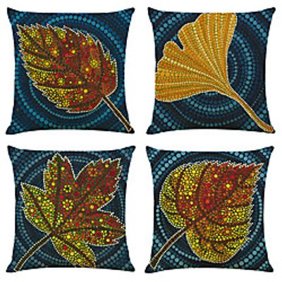 Ginkgo Double Side Cushion Cover 4PC Soft Decorative Square Throw Pillow Cover Cushion Case Pillowcase for Bedroom Livingroom Superior Quality Machine Washable Indoor Cushion for Sofa Couch Bed Chair miniinthebox