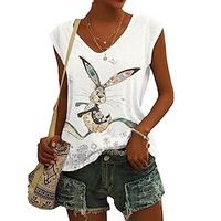 Women's Tank Top Floral Animal Casual Easter White Pink Blue Print Sleeveless Fashion V Neck Regular Fit Summer Lightinthebox