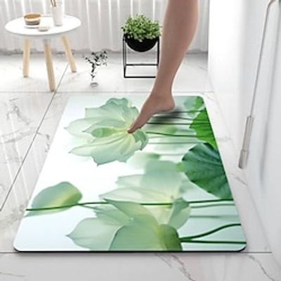 Floral PrintDiatomaceous Earth Bath Mat Soft Mat Rubber Anti-Slip Fast Dry Super Absorbent Thin Bathroom Mat for Under Door - Bathroom Floor Mat Rug Bathtub Front Shower Mat Sink miniinthebox