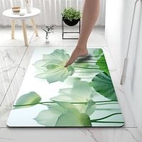 Floral PrintDiatomaceous Earth Bath Mat Soft Mat Rubber Anti-Slip Fast Dry Super Absorbent Thin Bathroom Mat for Under Door - Bathroom Floor Mat Rug Bathtub Front Shower Mat Sink miniinthebox - thumbnail