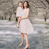 Mommy and Me Dresses Floral Casual White Sleeveless Tank Dress Adorable Matching Outfits Lightinthebox - thumbnail