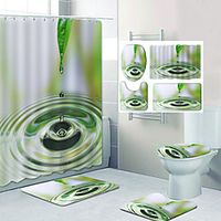 Water Droplets Pattern Printing Bathroom Shower Curtain Leisure Toilet Four-Piece Design miniinthebox Water Droplets Pattern Printing Bathroom Shower Curtain Leisure Toilet Four-Piece Design miniinthebox