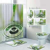 Water Droplets Pattern Printing Bathroom Shower Curtain Leisure Toilet Four-Piece Design miniinthebox - thumbnail