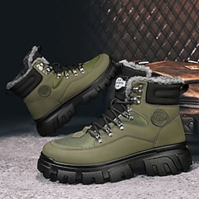 Men's Boots Hiking Boots Walking Casual Athletic PU Comfortable Booties / Ankle Boots Lace-up Black Yellow Army Green Winter miniinthebox Men's Boots Hiking Boots Walking Casual Athletic PU Comfortable Booties / Ankle Boots Lace-up Black Yellow Army Green Winter miniinthebox