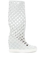 Casadei checked laser cut boots - NEUTRALS