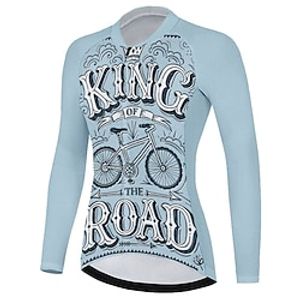 21Grams Women's Cycling Jersey Long Sleeve Bike Top with 3 Rear Pockets Mountain Bike MTB Road Bike Cycling Breathable Quick Dry Moisture Wicking Reflective Strips Blue Graphic Polyester Spandex Lightinthebox