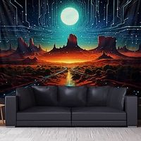 Blacklight Tapestry UV Reactive Glow in the Dark Desert Trippy Mountain Misty Nature Landscape Hanging Tapestry Wall Art Mural for Living Room Bedroom Lightinthebox - thumbnail