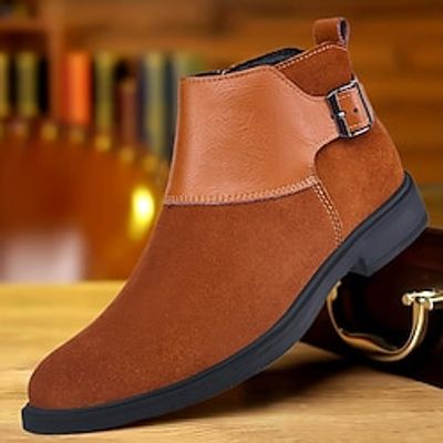 Men's Boots Formal Shoes Dress Shoes Walking Vintage Daily PU Warm Massage Slip Resistant Mid-Calf Boots Loafer Black Brown Fall Winter Lightinthebox