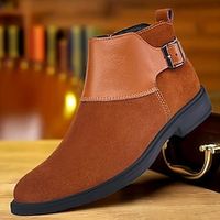 Men's Boots Formal Shoes Dress Shoes Walking Vintage Daily PU Warm Massage Slip Resistant Mid-Calf Boots Loafer Black Brown Fall Winter Lightinthebox - thumbnail