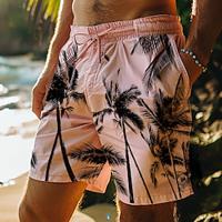 Men's Shorts Casual Shorts Pocket 3D Print Graphic Leaf Quick Dry Moisture Wicking Short Outdoor Daily Leisure Sports Vacation Hawaiian Pink Micro-elastic Lightinthebox