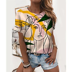 Women's Portrait T shirt Graphic 3D Portrait Print Round Neck Basic Tops White miniinthebox