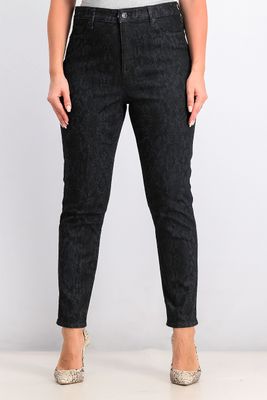 Womens Printed High-Rise Skinny Jeans Faded Black Womens Printed High-Rise Skinny Jeans Faded Black