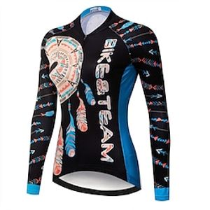 21Grams Women's Cycling Jersey Long Sleeve Bike Top with 3 Rear Pockets Mountain Bike MTB Road Bike Cycling Breathable Quick Dry Moisture Wicking Black Feather Spandex Polyester Sports Clothing miniinthebox