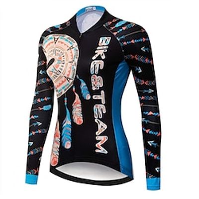 21Grams Women's Cycling Jersey Long Sleeve Bike Top with 3 Rear Pockets Mountain Bike MTB Road Bike Cycling Breathable Quick Dry Moisture Wicking Black Feather Spandex Polyester Sports Clothing miniinthebox