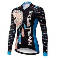 21Grams Women's Cycling Jersey Long Sleeve Bike Top with 3 Rear Pockets Mountain Bike MTB Road Bike Cycling Breathable Quick Dry Moisture Wicking Black Feather Spandex Polyester Sports Clothing miniinthebox - thumbnail